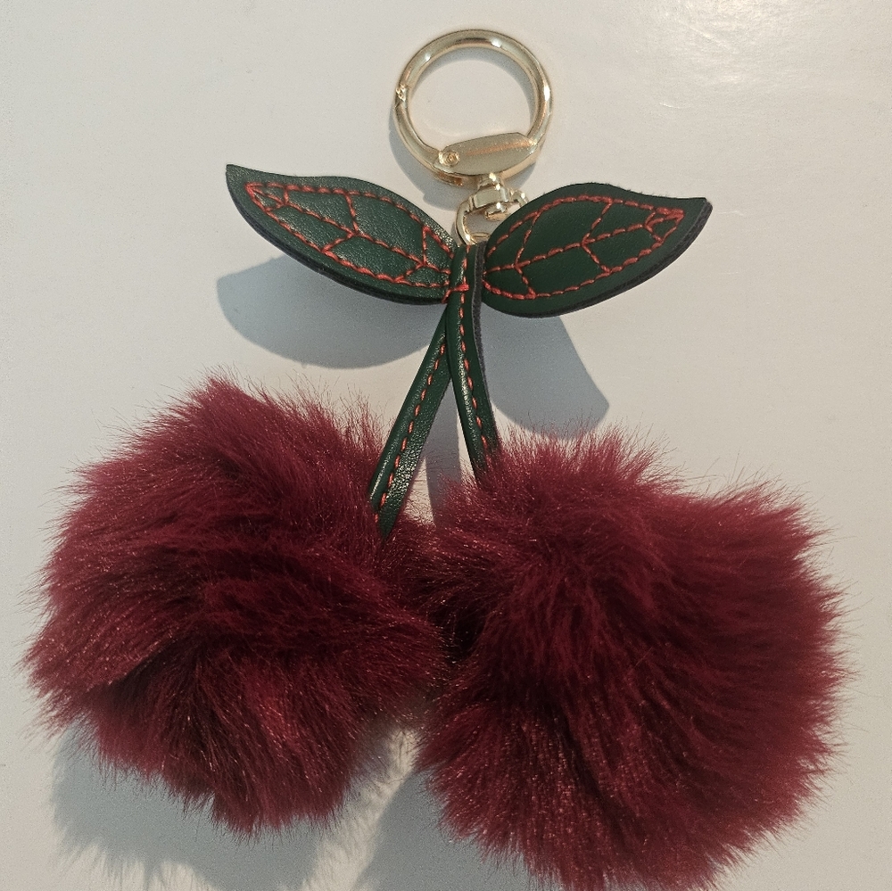 NWOT! RED Fluffy Cherry Keychain